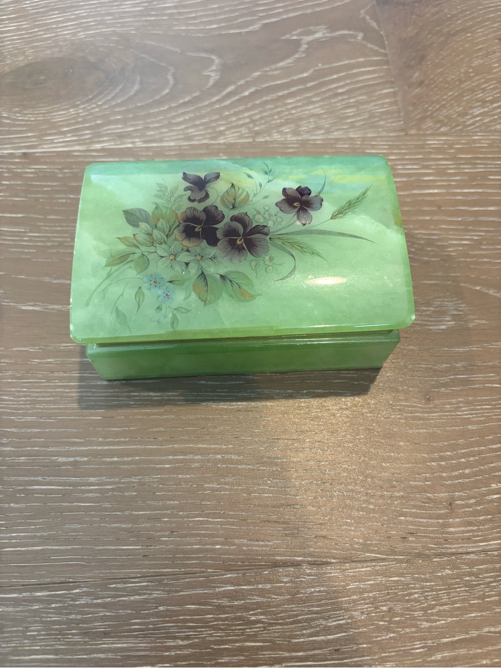 Vintage Hinged Alabaster Jewelry Box - Decorative Keepsake